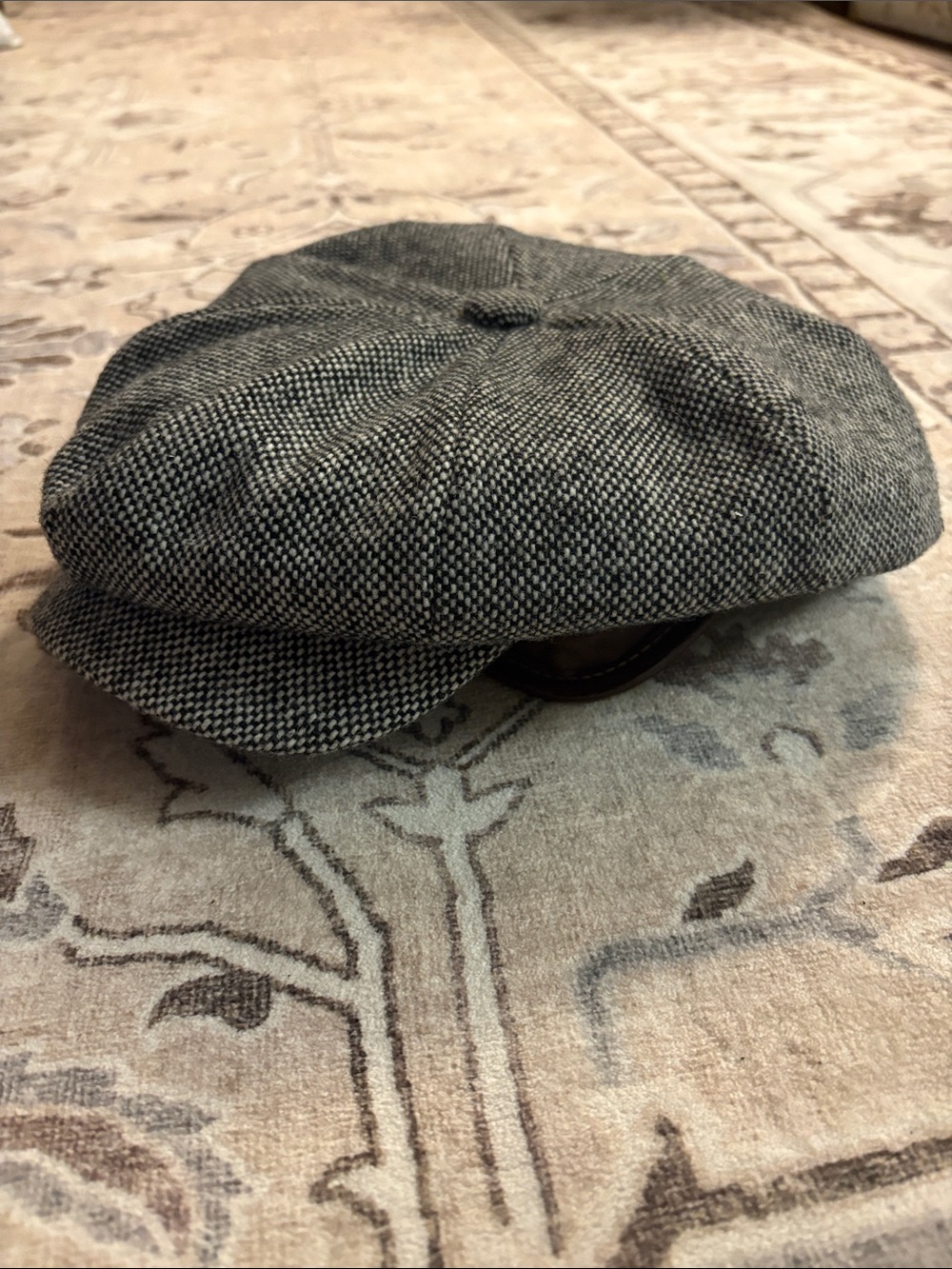 Herringbone Newsboy Cap black and white
